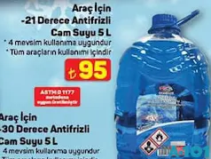 ARAÇ İÇİN -21 DERECE ANTİFRİZLİ CAM SUYU 5 L